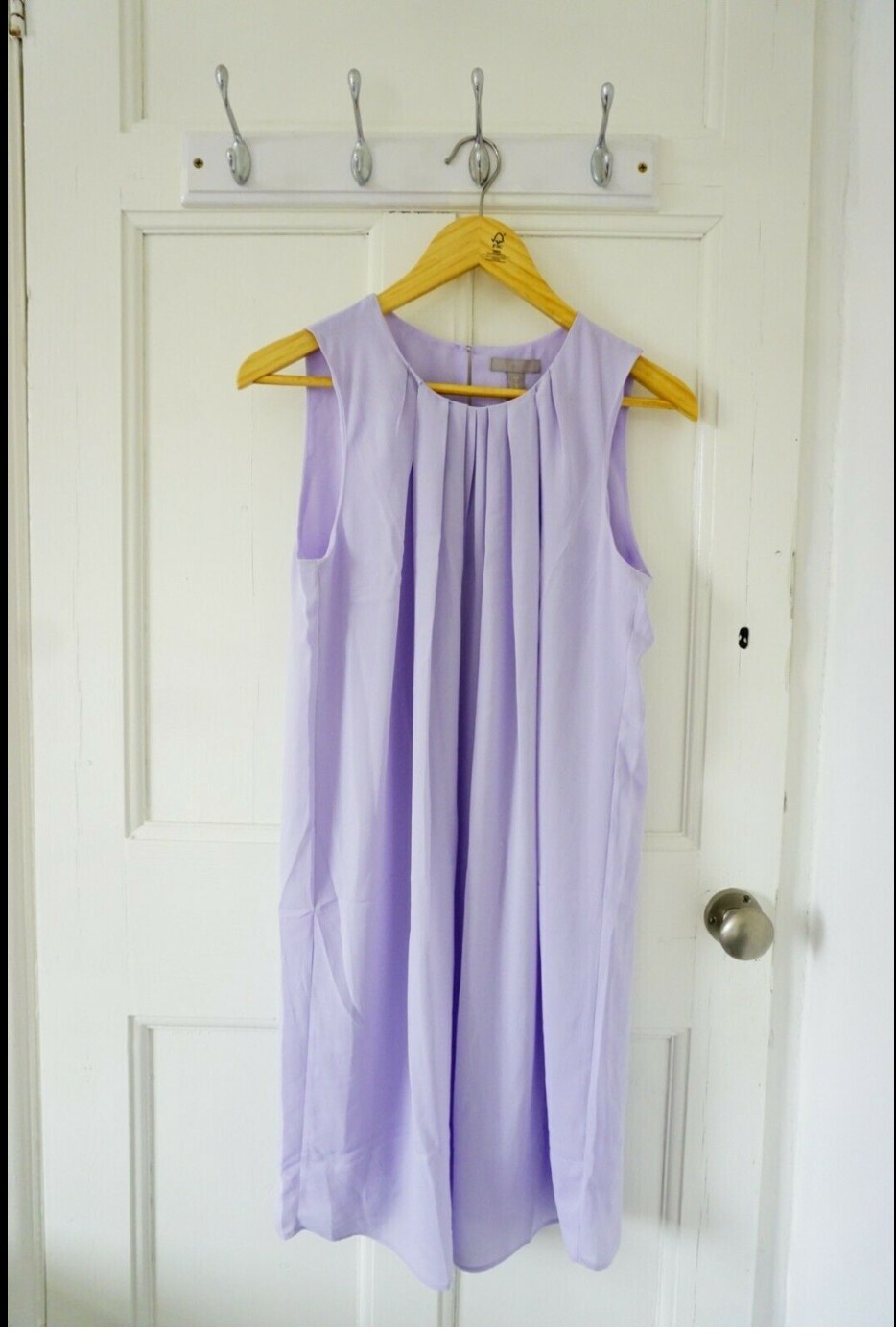 H&M A-line Women Dress S 6 8 Light Purple Lavender Soft Draping Pleats BNWT