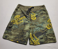 Corona Extra Beer Men's Green Camouflage Board Shorts/Swim Trunks Size Small