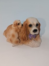 Statuina Cocker Spaniel cane mamma e cucciolo carina 4"
