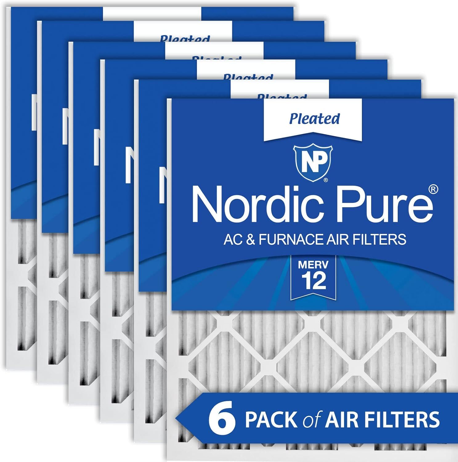 Nordic Pure 14x20x1 (13 1/2 x 19 x 3/4) Pleated MERV 12 Air Filters 6...
