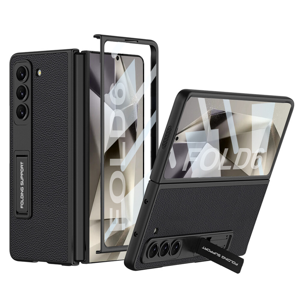 Slim Leather Case with Stand & Screen Protector for Samsung Galaxy Z Fold 6 5G