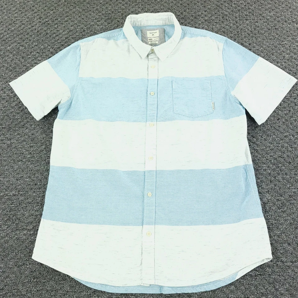 Quicksilver Shirt Men XL Extra Large Blue Stripe Casual Surf Beach Camp Outdoor - Image 2 of 4