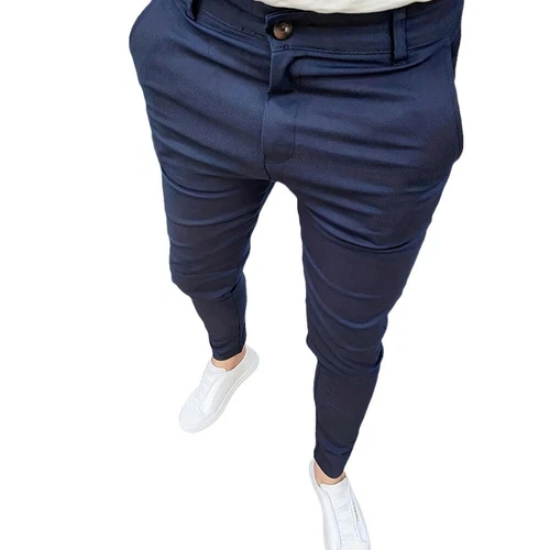 Mens Slim Fit Casual Work Pants Skinny Stretch Business Office Formal Trousers - Picture 8 of 33