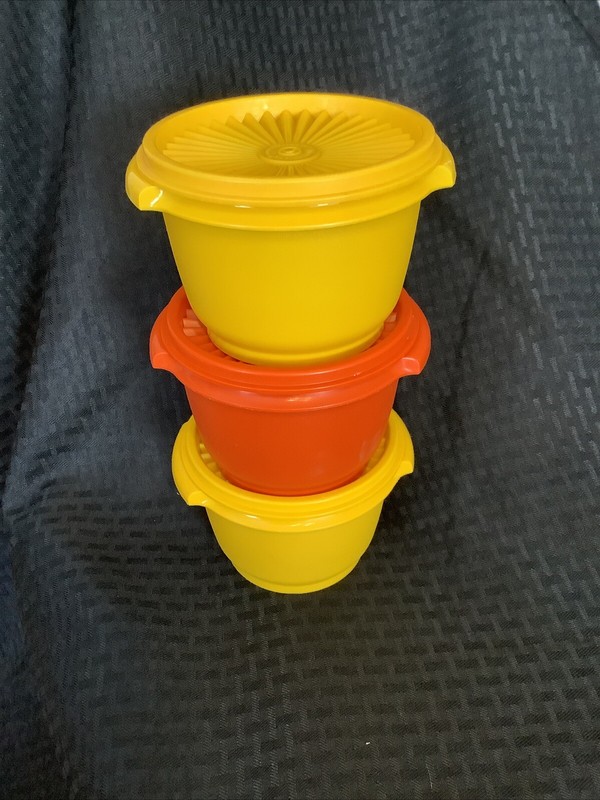 Vintage Tupperware Servalier Bowl Lot 3, 886-23 Autumn Harvest
