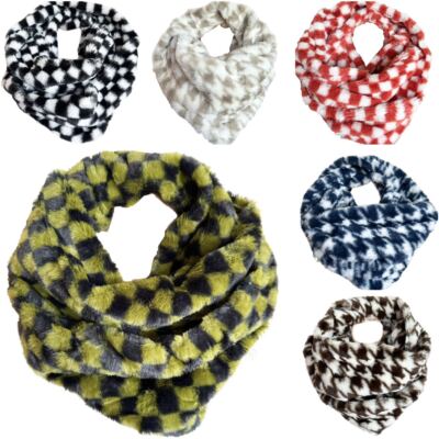 Karo und Hahnentritt warmer Winter LOOP Schal Fleece Schlauchschal Rundschal
