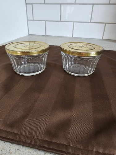 2er Set Haselnuss Atlas gerippte Marmelade Gelee Glas mit Original Metalldeckel