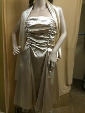 Ballkleid Hochzeit Abiball festlich Beige Gold gerafft zum Schnüren Gr. 42/44/46