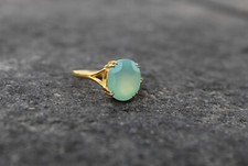 Aqua Chalcedony Oval Gemstone Ring 925 Sterling Silver Designer Ring For Women