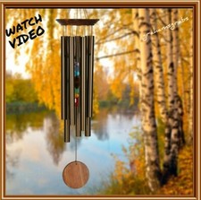 WOODSTOCK CHAKRA CHIMES 7 STONES LARGE BRONZE WIND CHIME NEW WITH FREE SHIPPING