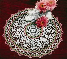 Vintage Crochet Centerpiece Green Pink Doily PATTERN ONLY