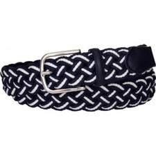 Cintura Bicolore 3,5 cm Leggera intrecciata in cotone con finiture in pelle