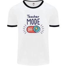 Teacher Mode Off Funny Teaching Mens Ringer T-Shirt