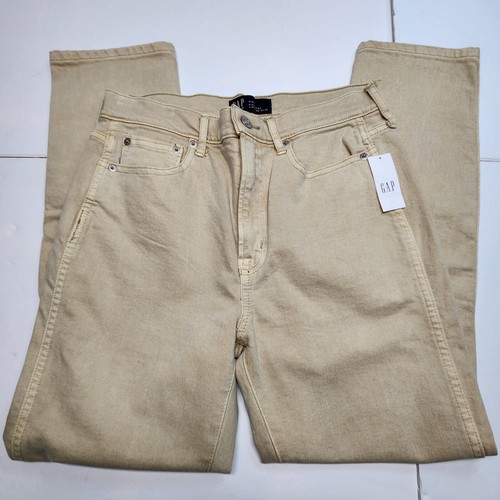 Womens Gap High Rise Vintage Slim Straight Leg Khaki Tan Denim Jeans 4 27R NWT - Picture 2 of 12