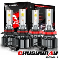 4x 9005 H11 Combo LED Headlight High Low Beam Bulbs Kit 6000K Super White Bright