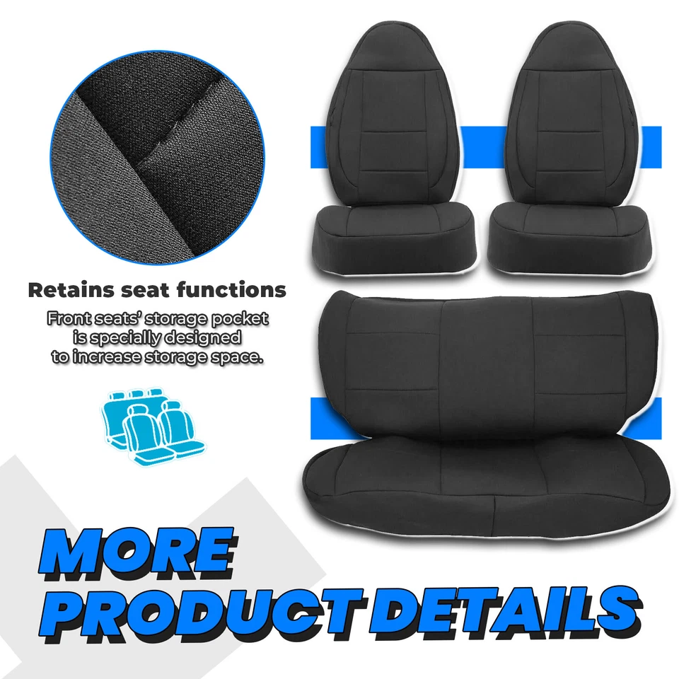 Kit completo de substituição de capas de assento preto para 97-02 Jeep Wrangler TJ 4WD - Imagem 4 de 4
