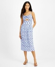 MSRP $100 Inc International Concepts Linen Pleated Midi Dress Size - L