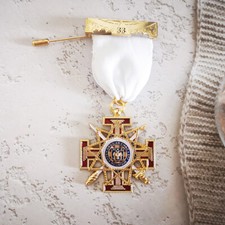 Nastro Massonico Medaglia Spille Bavero Metallo Distintivo Massone Misura 4,5cm