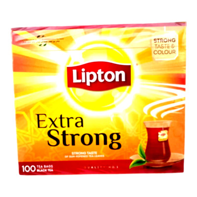 LIPTON BLACK TEA EXTRA STRONG TASTE 100 BAGS 100% NATURAL شاي ليبتون  اسود