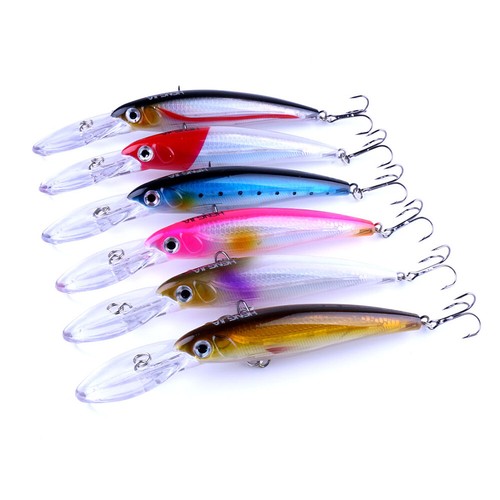 6pcs Leurre Minnow 17cm/30g Poisson Nageur Crankbait Basse Truite Hameçon - Photo 2/9
