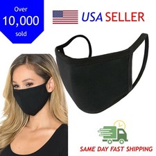 10 Pack Soft Cotton Face Black Mask Reusable Washable Unisex Double Layer