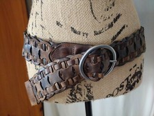 Vintage Well Made Stretch Woven Genuine Leather Belt Made In India B8