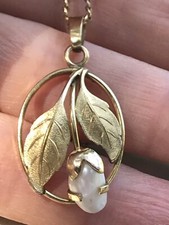 Alt A*D Edel Designer Anhänger Perle? Perlmutt? Amerik. Doublè vergoldet