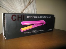 Chi Ionic Hot Pink Rubber Metallic Tourmaline Ceramic Hairstyling Iron
