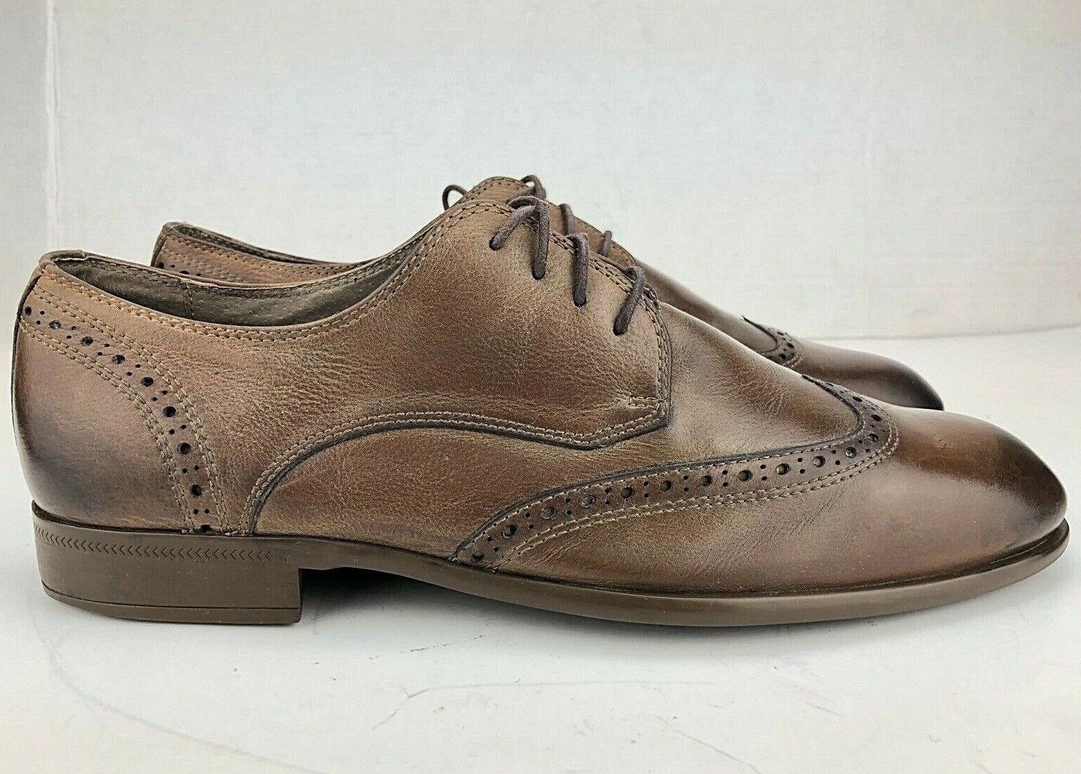 SAOLA Scarpe eleganti Oxford John Varvatos Star USA Luxe punta alare pelle marrone da uomo taglia 9 5