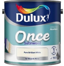 Dulux Once Gloss Pure Brilliant White Paint Wood & Metal Satinwood 750ml/2.5L