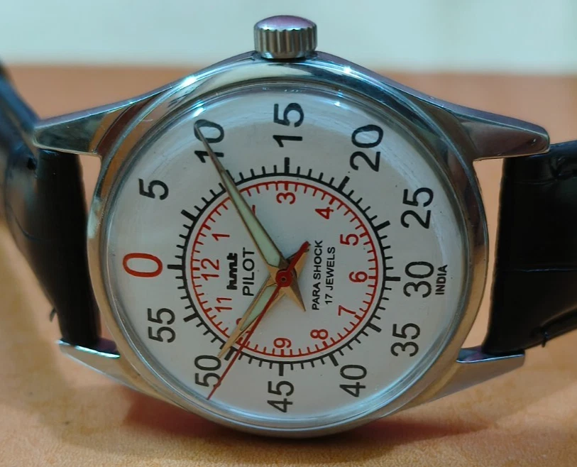 Vintage HMT Pilot White 17 Jewels Mechanical Hand Winding Men's Wrist Watch - Image 3 of 4