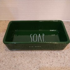 Rae Dunn Dk Green Soap Dish Ceramic Stoneware