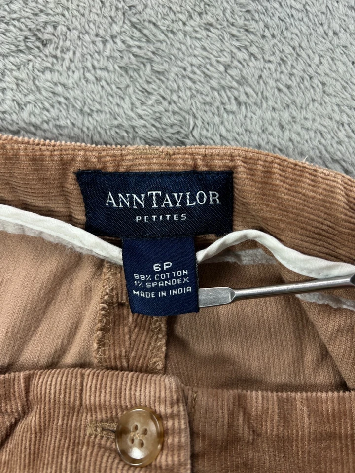 Pantalones de mezclilla ANN TAYLOR para mujer Petites marrón pana talla 6P pierna ancha tiro medio 30W 28L Foto 4 de 4