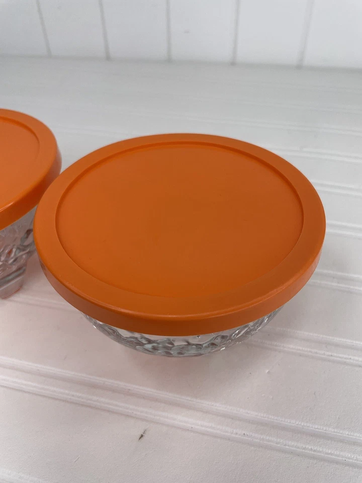 Juego de 2 cuencos con patas texturizadas con guijarros de vidrio transparente Crisa / Libbey de colección Foto 3 de 4