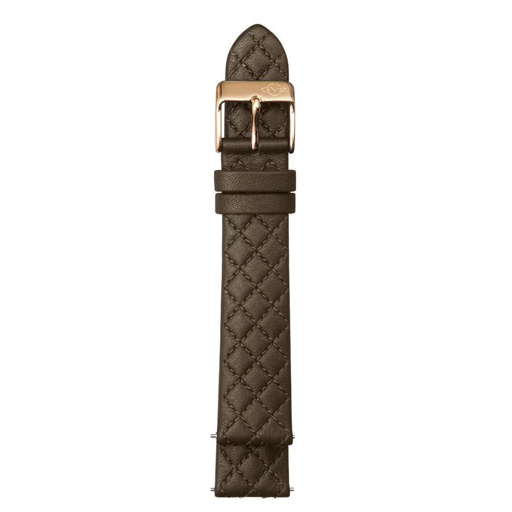 Gv2 By Gevril 18mm Handmade Quilted Brown Strap Gold