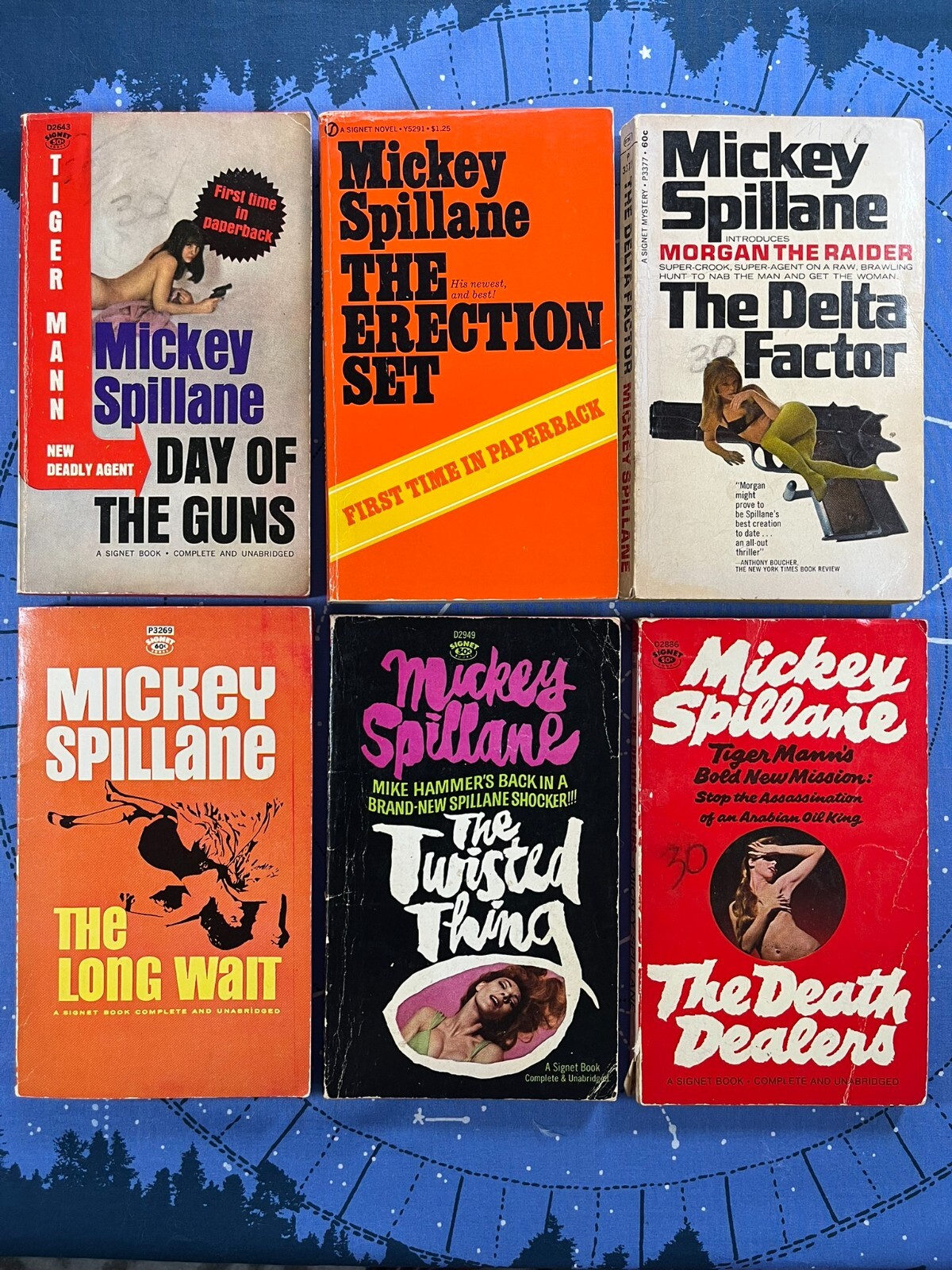 Lot of 6 Vintage Mickey Spillane Paperbacks- Signet Editions 1960s-70s