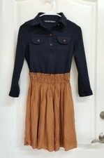 ZARA Women's Retro Style Dress Two Tone winter Button Down Size Small *Cute!!