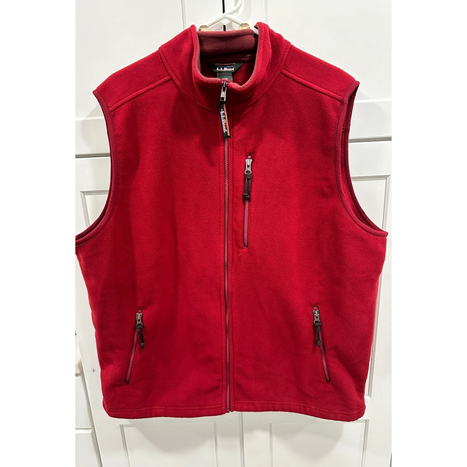 L.L.Bean Fleece Vest Full Zip Pockets Mens XL-Tall Red