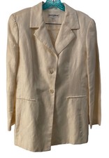 Womens VTG USA Gruppo Americano size 12 Linen Skirt And Jacket Shimmer Ivory