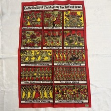 Vintage NEW 12 Days Of Christmas 100% Linen Tea Towel 19&times;30 Ulster Ireland