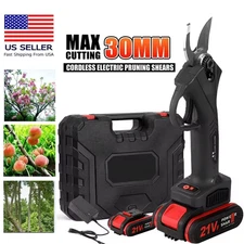 Electric Cordless Branch Scissors 21V 30mm Pruning Shear Garden Cutter+2 Battery