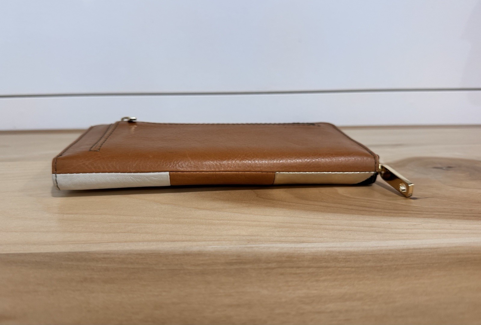 Fossil Patchwork Multicolor Gold Leather Zip Arou… - image 3