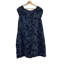 Lungo LArno Blue Floral Linen Blend Dress 1X