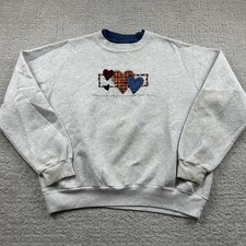 Top Stitch Morning Sun Sweatshirt Womens Large Gray Grandkids Hearts Grandma