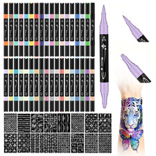 Temporary Tattoos Markers for Skin, 36 Body Markers 612 Large Tattoo Stencils, T