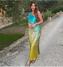 Abito Zara asimmetrico in raso tinta unita multicolore taglia S 8247/490 nuovo