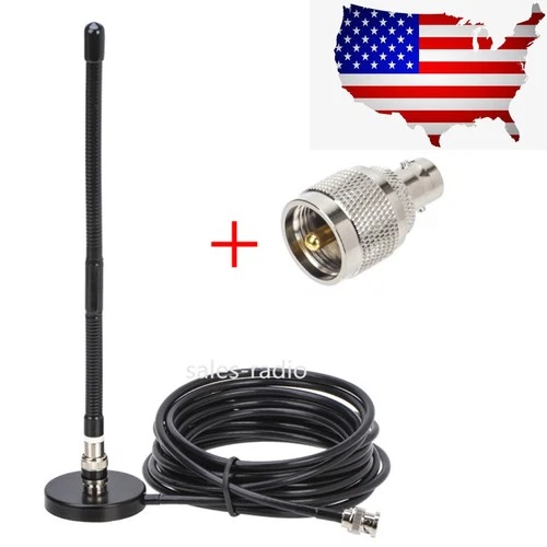 27MHz BNC Male CB Radio Antenna BNC Female Car Roof Magnetic Base Cobra HH RT 50