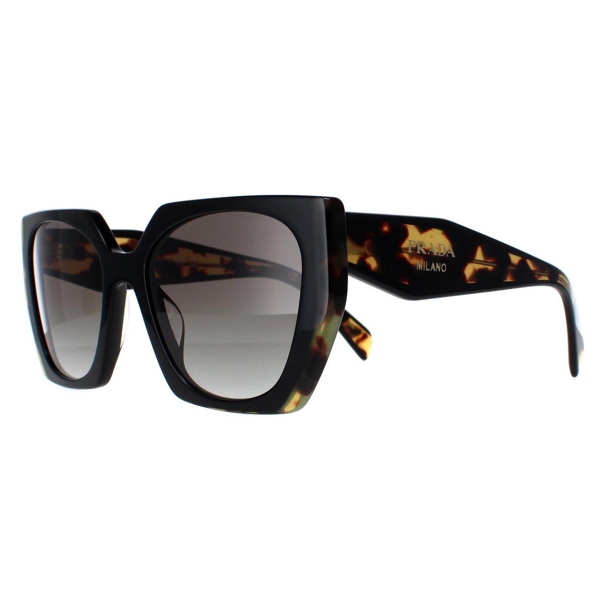 Prada PR15WS 3890A7 Sunglasses Black Tortoise Gray Square Women Prada Sunglasses PR15WS 3890A7 Black and Medium Tortoise  main image 3