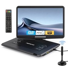 17.5" Portable TV/DVD Player with 15.6" HD Swivel Screen, Built-in ATSC Black