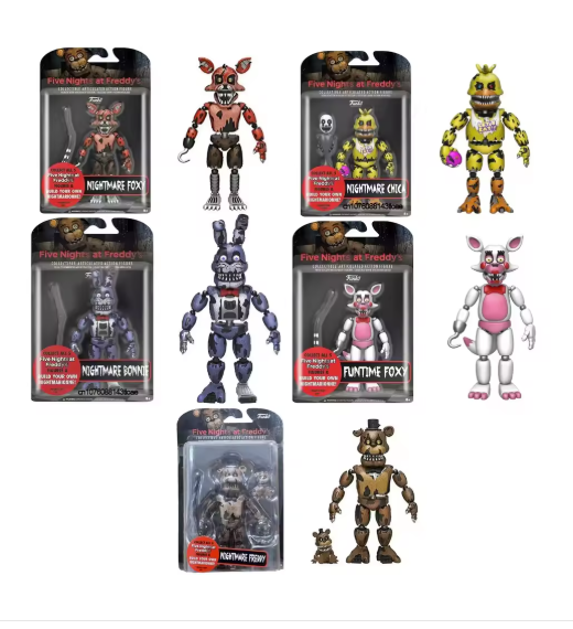 14cm FNAF Nightmare Freddy Bonnie Foxy Chica Action Figure Toy