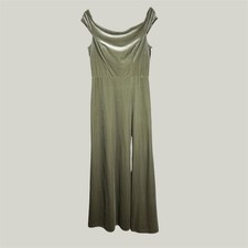 Jenny Yoo Rhea Formal Dress Size 10 Sage Green Stretch Velvet Off Shoulder